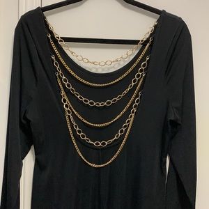 Venus Chainlink Detail Black Dress